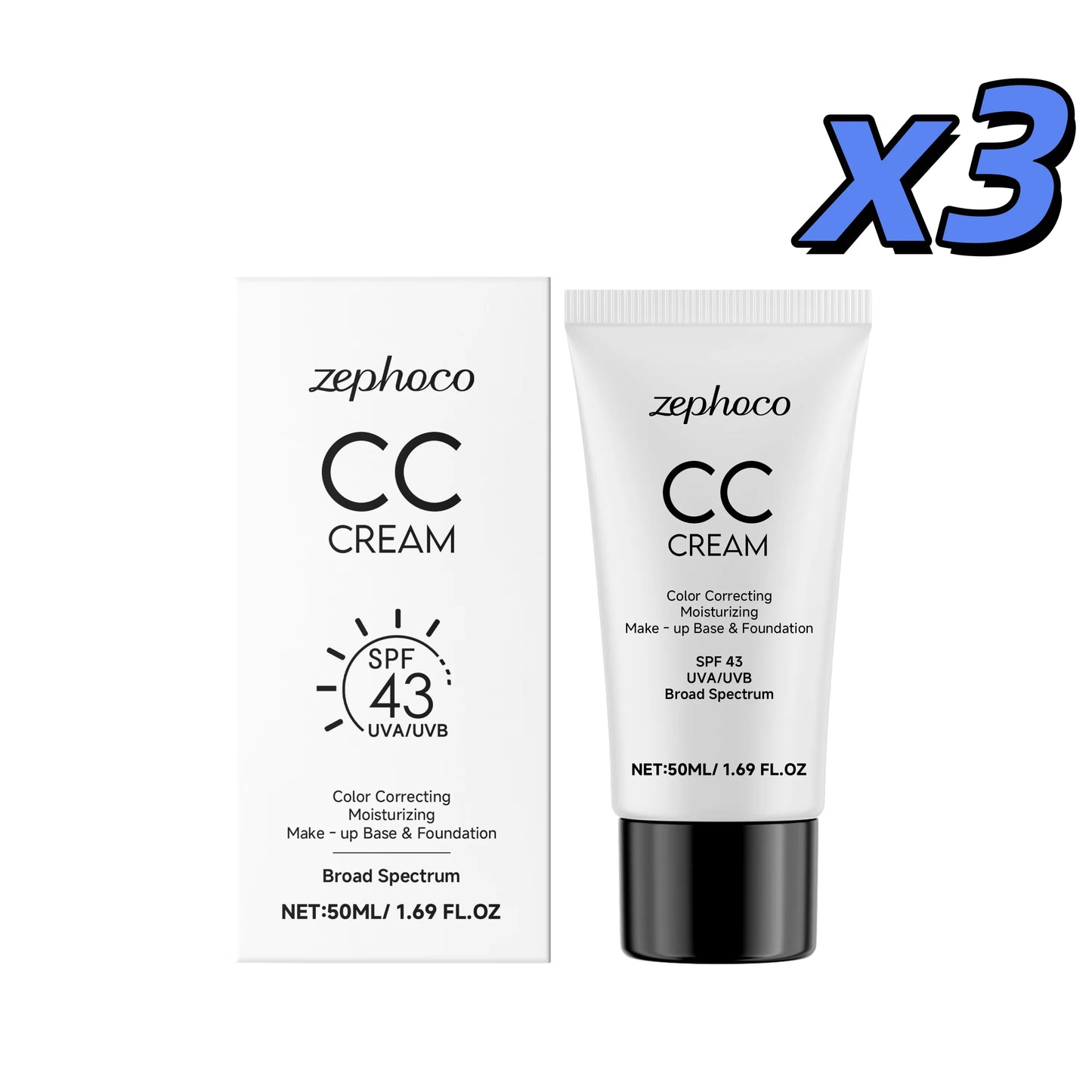 Zephoco CC Cream SPF43 Hydrating Foundation – Even Skin Tone