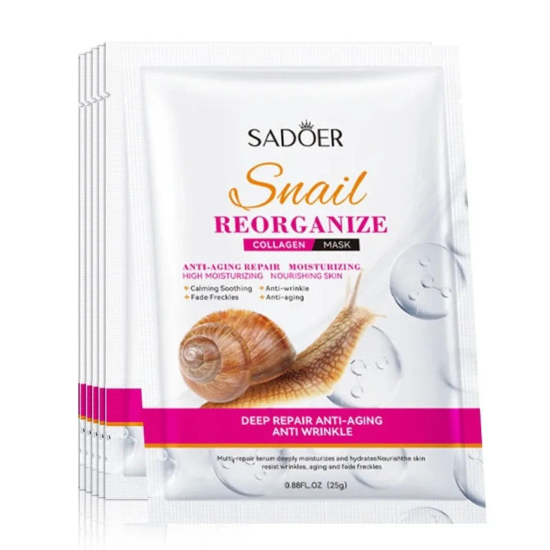 Sadoer Snail Collagen Face Mask Set – Firming & Hydrating 5 Pc