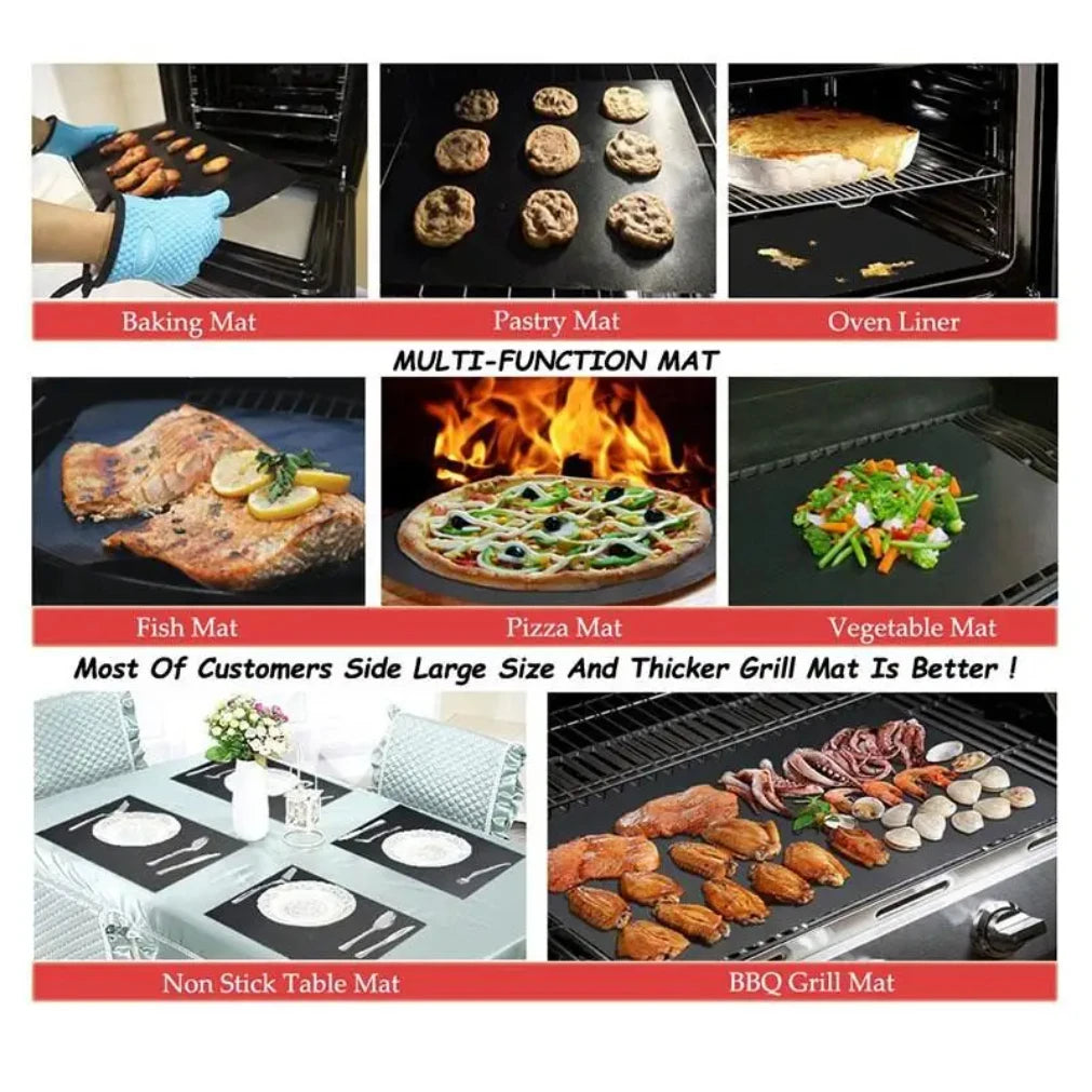 2-Pack Non-Stick Reusable Oven Liner Mats 40x60cm | BBQ Grill