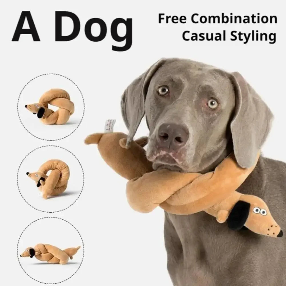 Squeaky Long Dachshund Plush Dog Toy Chew Resistant Soft Sausage Puppy Tug Toy For Interactive Play Pet Supplies Peaceful Pleasures Health and Wellness
