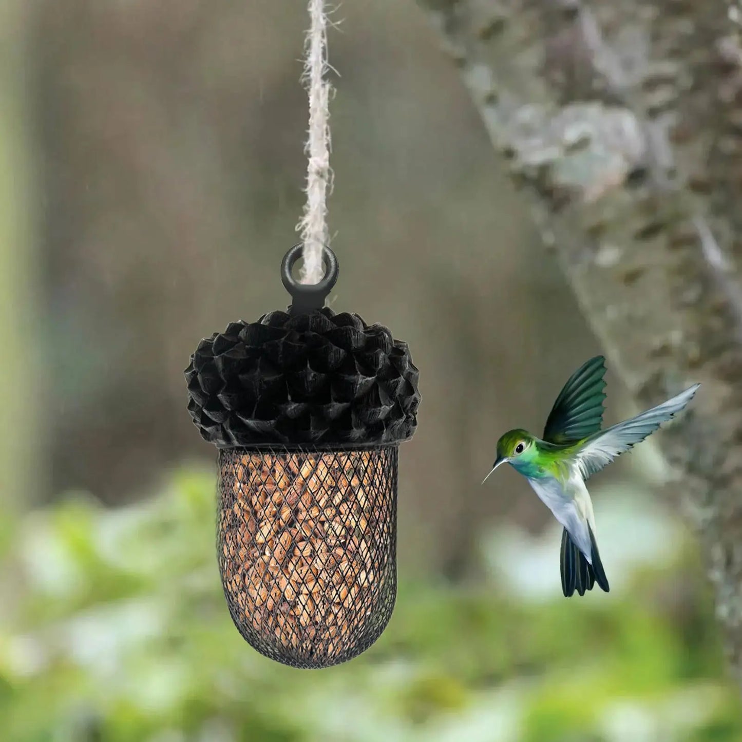 Acorn Bird Feeder – Decorative Resin Metal Garden Feeder Hanging Bird Feeder Peaceful Pleasures Health and Wellness