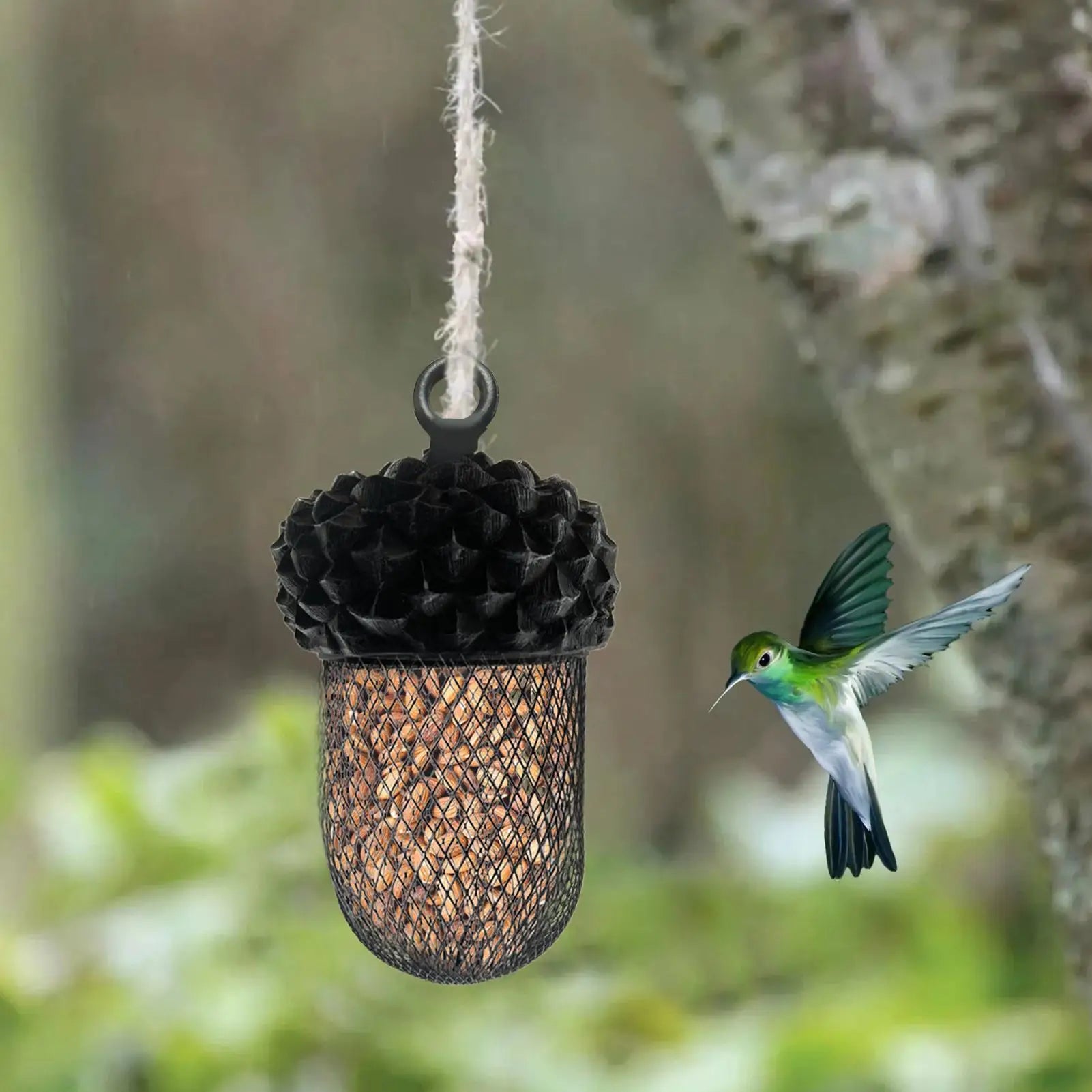 Acorn Bird Feeder – Decorative Resin Metal Garden Feeder Hanging Bird Feeder Peaceful Pleasures Health and Wellness