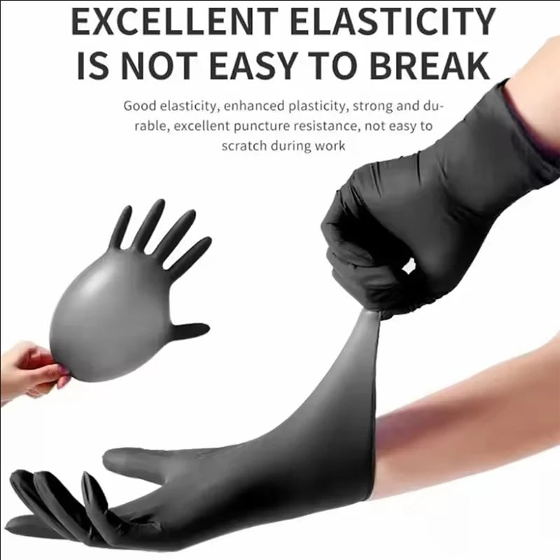 100pcs Disposable Composite Nitrile Black Thick Gloves/powder-free Durable Comfort Beauty Catering Home Protection Food Grade Peaceful Pleasures Health and Wellness