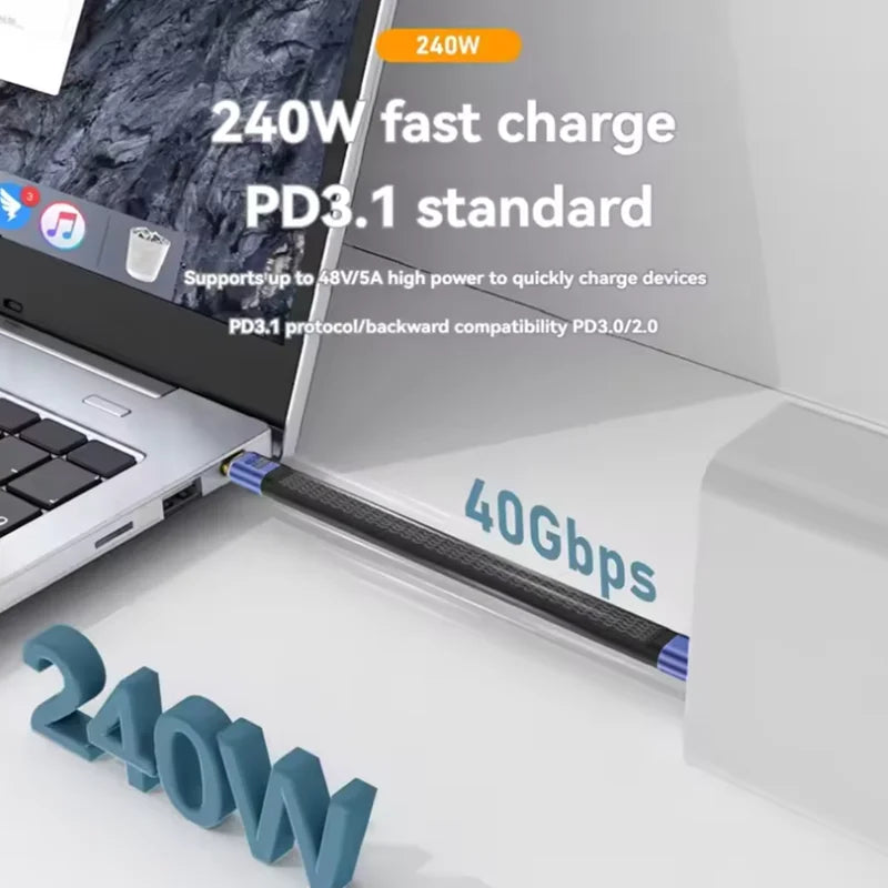 USB4 Short Cable 40Gbps Data Transfer 240W PD Fast Charging Thunderbolt 4/3 Interface Flat USB-C Cord for Laptop Phone Tablet Peaceful Pleasures Health and Wellness