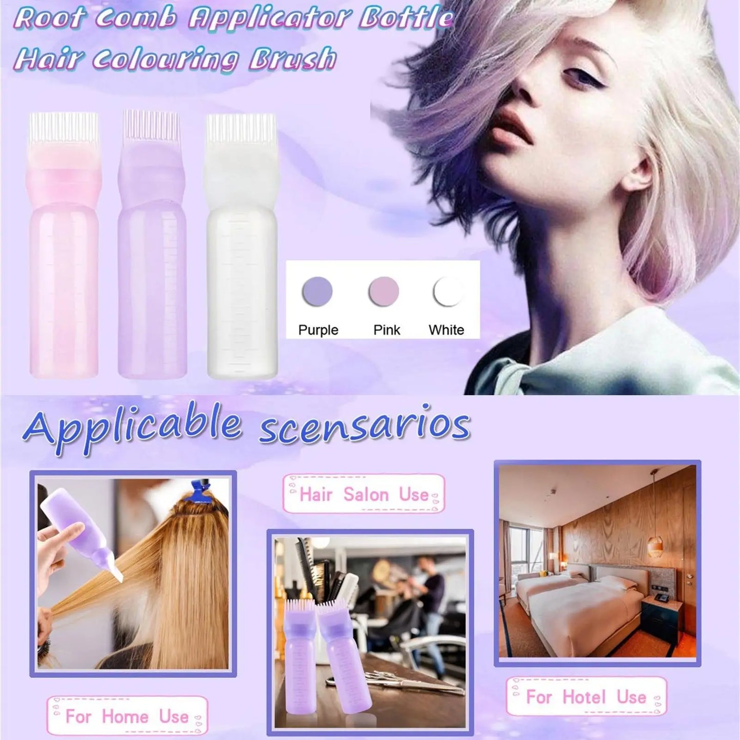 Hair Dye Applicator Comb Bottle — Precision Root Coloring, Travel-Friendly | Professional Peaceful Pleasures Health and Wellness