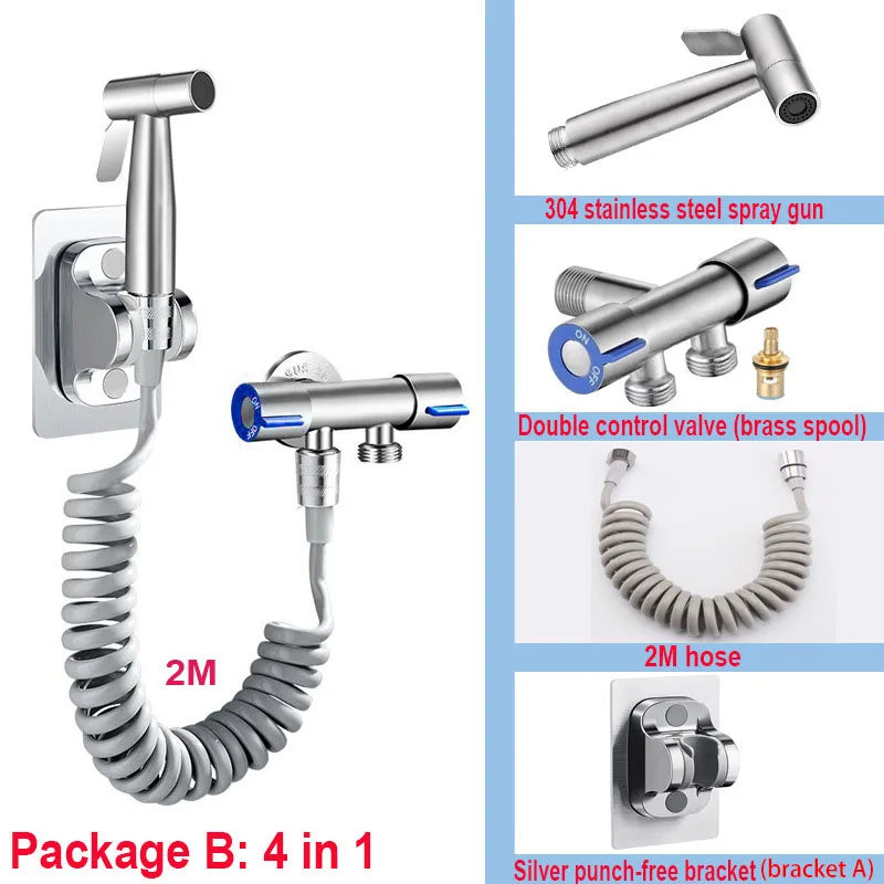Handheld Bidet Sprayer – 304 Stainless Steel & Angle Valve