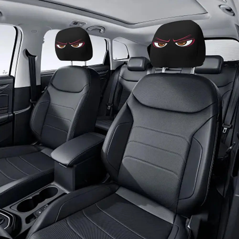 2-Pack Cartoon Smiley Face Car Headrest Covers – Washable