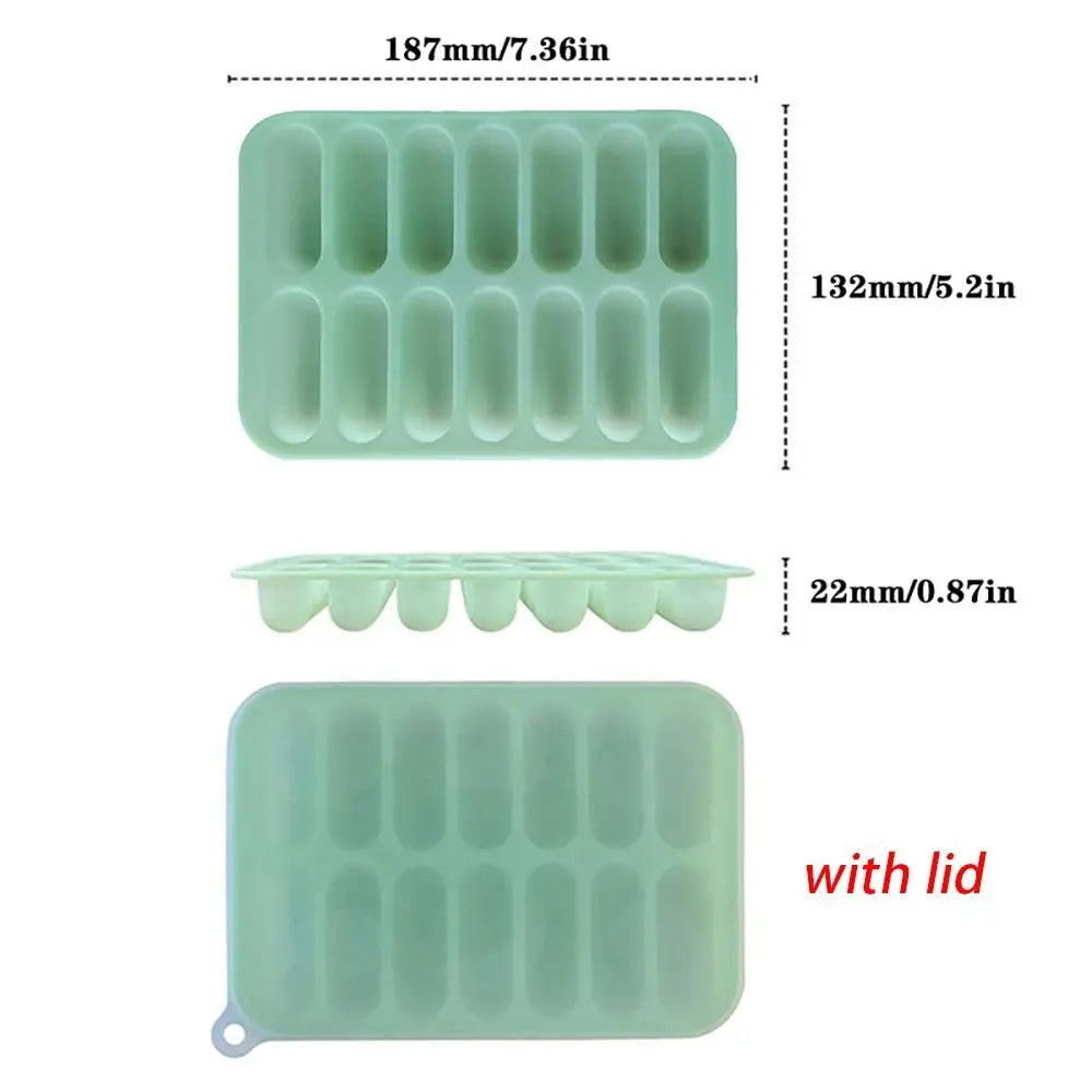 14-Grid Non-Stick Silicone Sausage & Hot Dog Mold with Lid