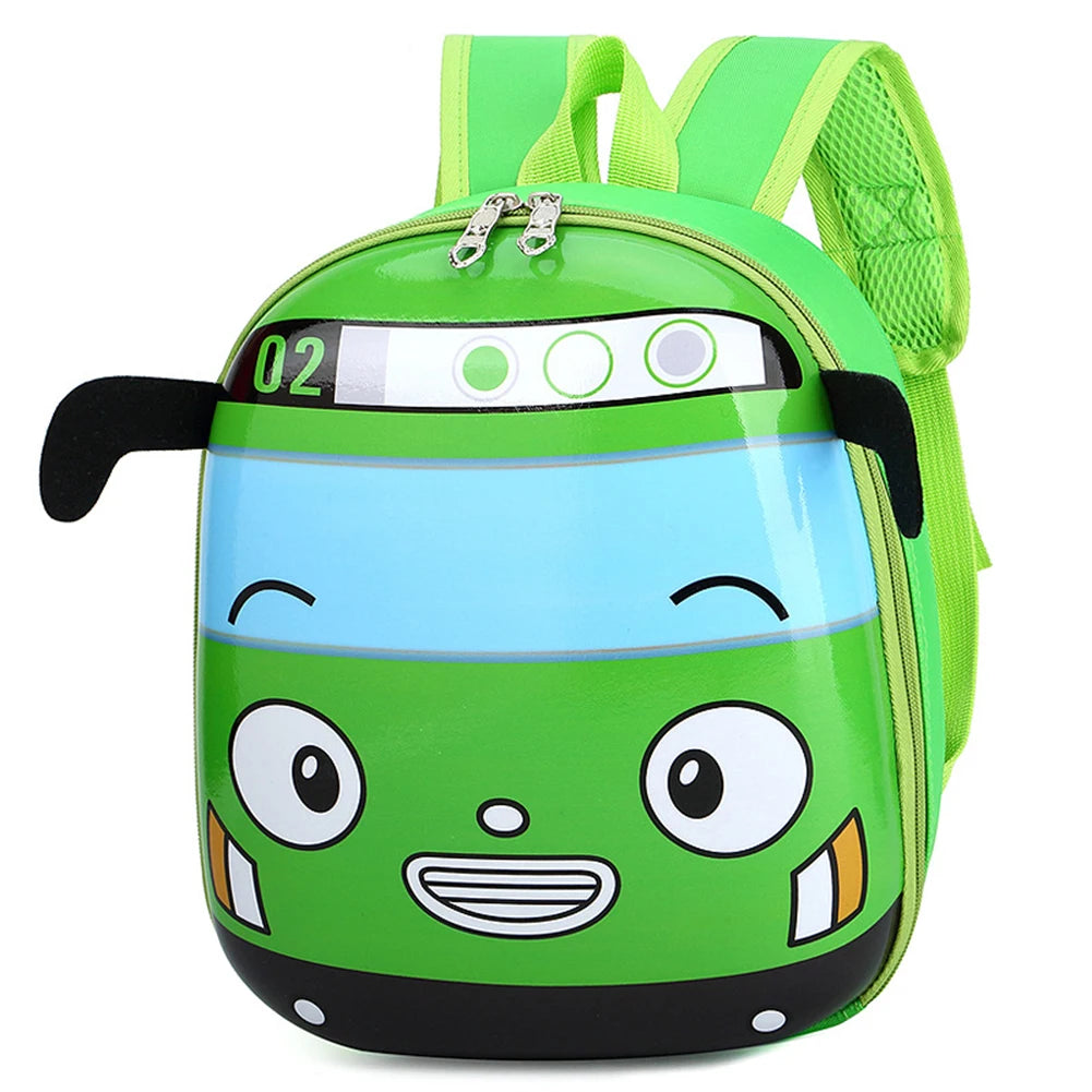 3D Cartoon Bus Toddler Backpack for Kids Peaceful Pleasures Health and Wellness green france