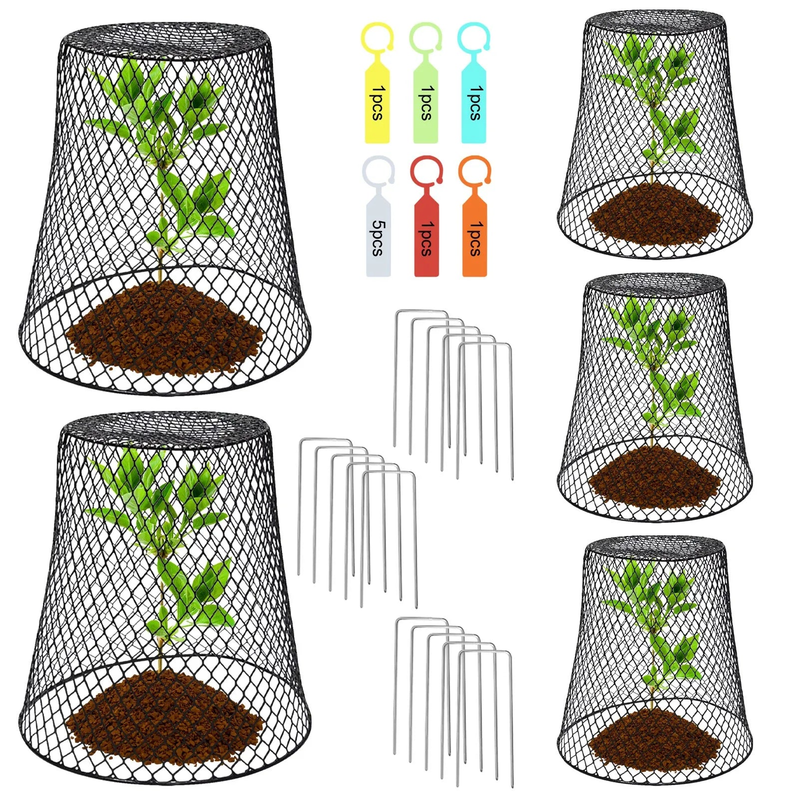 5/10pcs Wire Plant Protection Cover Garden Roof Seedlings Fruit And Vegetable Protection Cage Prevent Rabbits Chickens Squirrels Peaceful Pleasures Health and Wellness B