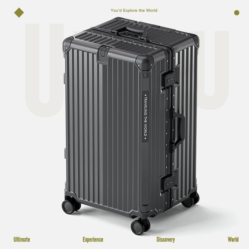 Hard Shell Carry-On Suitcase Rolling Travel Luggage with Spinner Wheels 20 24 26 28 30 Inch Large Capacity Durable Luggage Peaceful Pleasures Health and Wellness Gray Aluminum Frame 30 inch