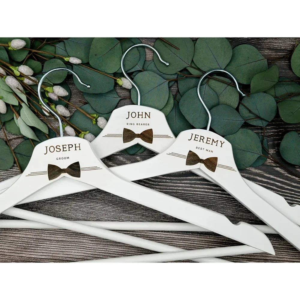 Custom Engraved Wedding Hanger – Groom, Best Man & Ring Bearer