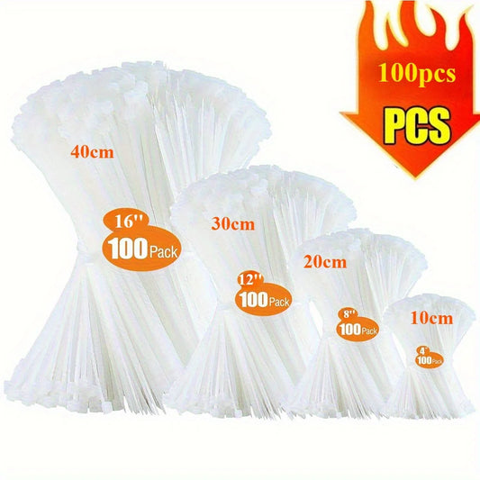100pcs Nylon Zip Ties Self-Locking | 4, 6, 8, 12 Inch | Black & White Nylon Cable Ties Peaceful Pleasures Health and Wellness
