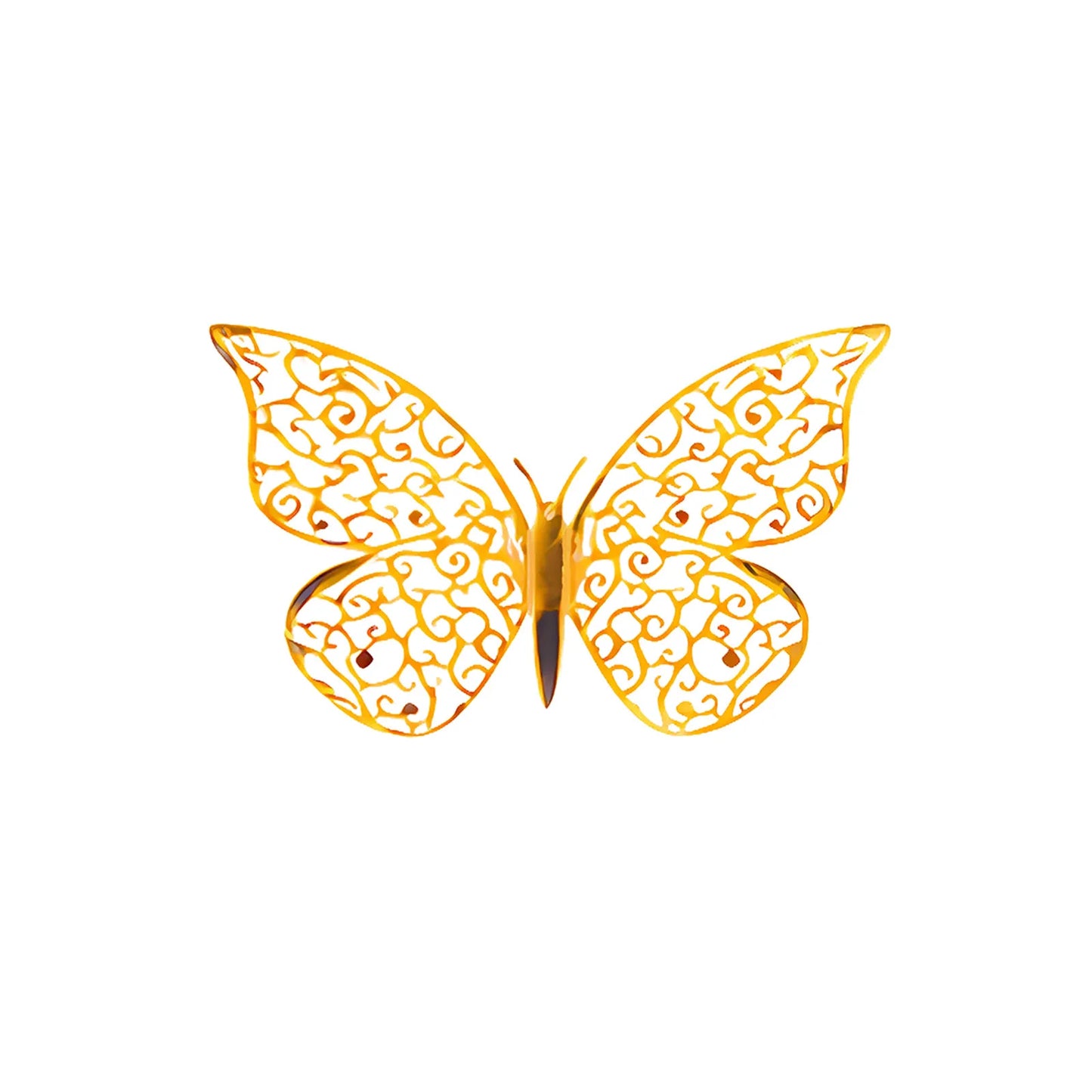 12-Piece 3D Butterfly Wall Stickers – Pink & Yellow Laser Decor