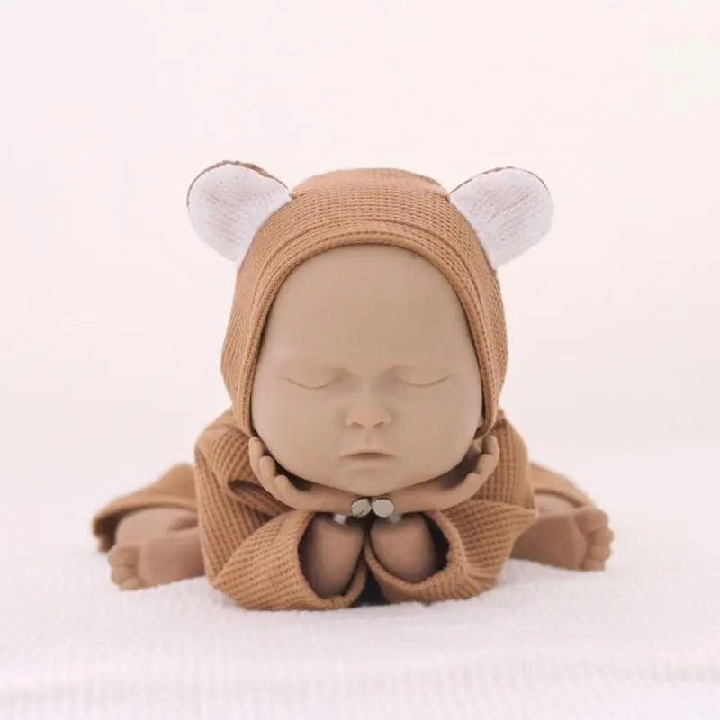 Baby Bear Romper & Beanie Newborn Photo Costume Set 0-2M