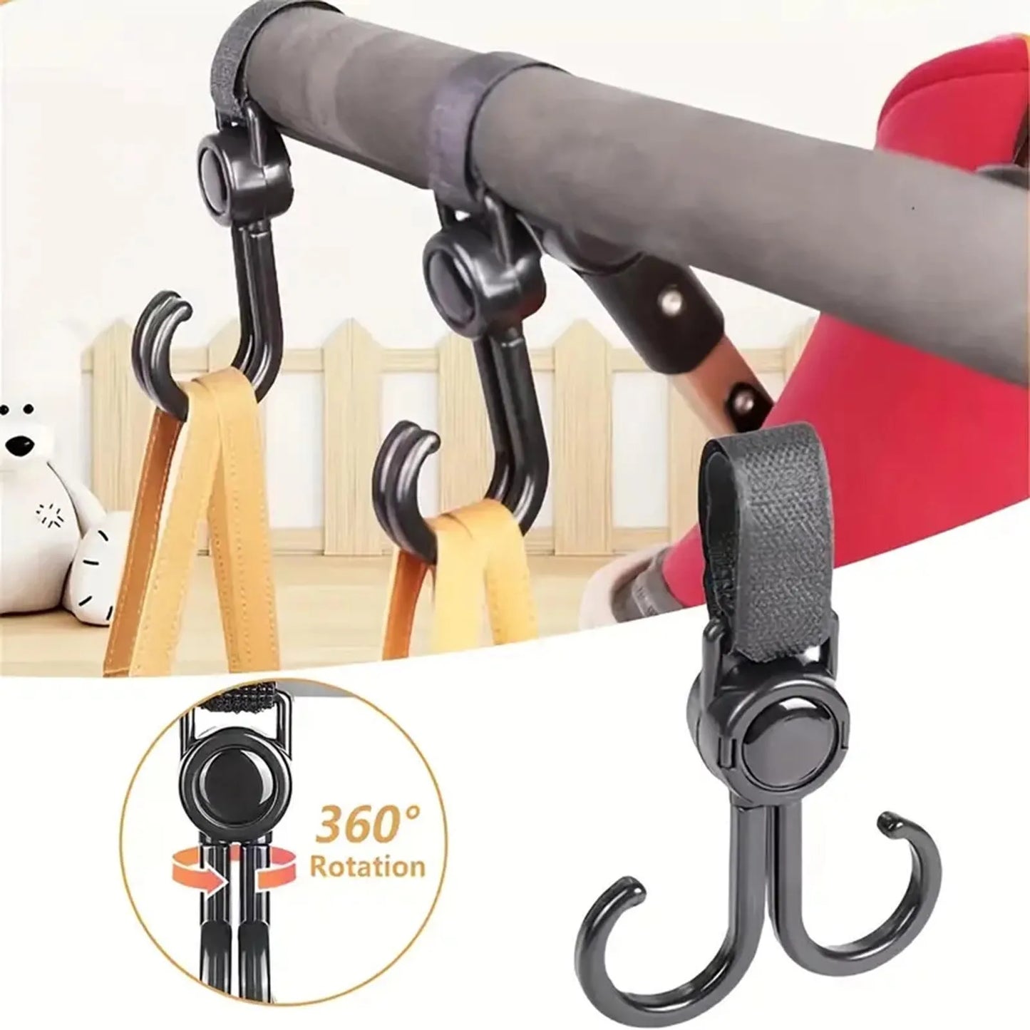 Baby Stroller Organizer Hooks Easy to Carry Strong and Durable Hook Clip Suitable for Purse Mommy Bags Peaceful Pleasures Health and Wellness