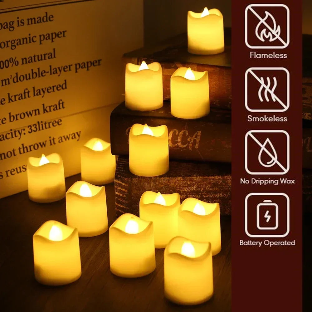 24/48Pcs Flameless LED Candle Battery Operated Realistic Wishing Tea Lights Warm White for Wedding Christmas Halloween Decor Peaceful Pleasures Health and Wellness