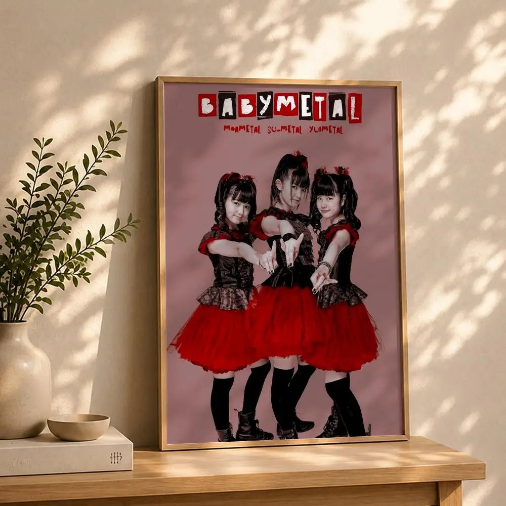 Band B-BABYMETALS Poster HD Self Adhesive Waterproof Wall Art Ideal for Home Office Dorm Bedroom Great Gift Peaceful Pleasures Health and Wellness White4 50X70cmNoframe