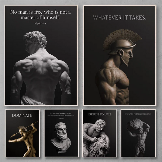 Alexander the Great Quote Motivational Wall Art Spartan Warrior Canvas Ancient Greek Poster Bronze Statue Sculpture Room Decor Peaceful Pleasures Health and Wellness