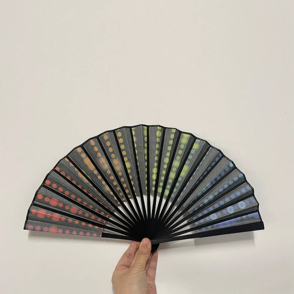 Leopard Print Folding Fan – 23cm Black Frame | Party & Stage