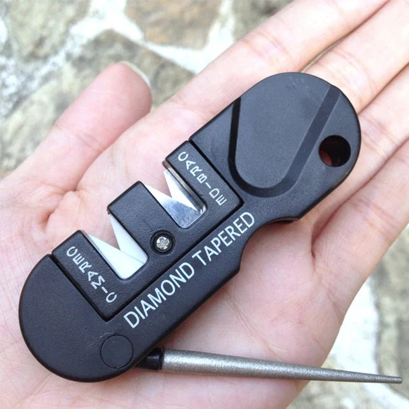 4-in-1 Portable Knife Sharpener – Tungsten & Ceramic Rod