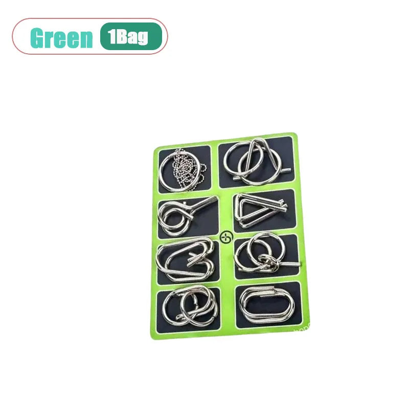 8-Piece Metal Interlocking Rings Brain Teaser Puzzle IQ Set