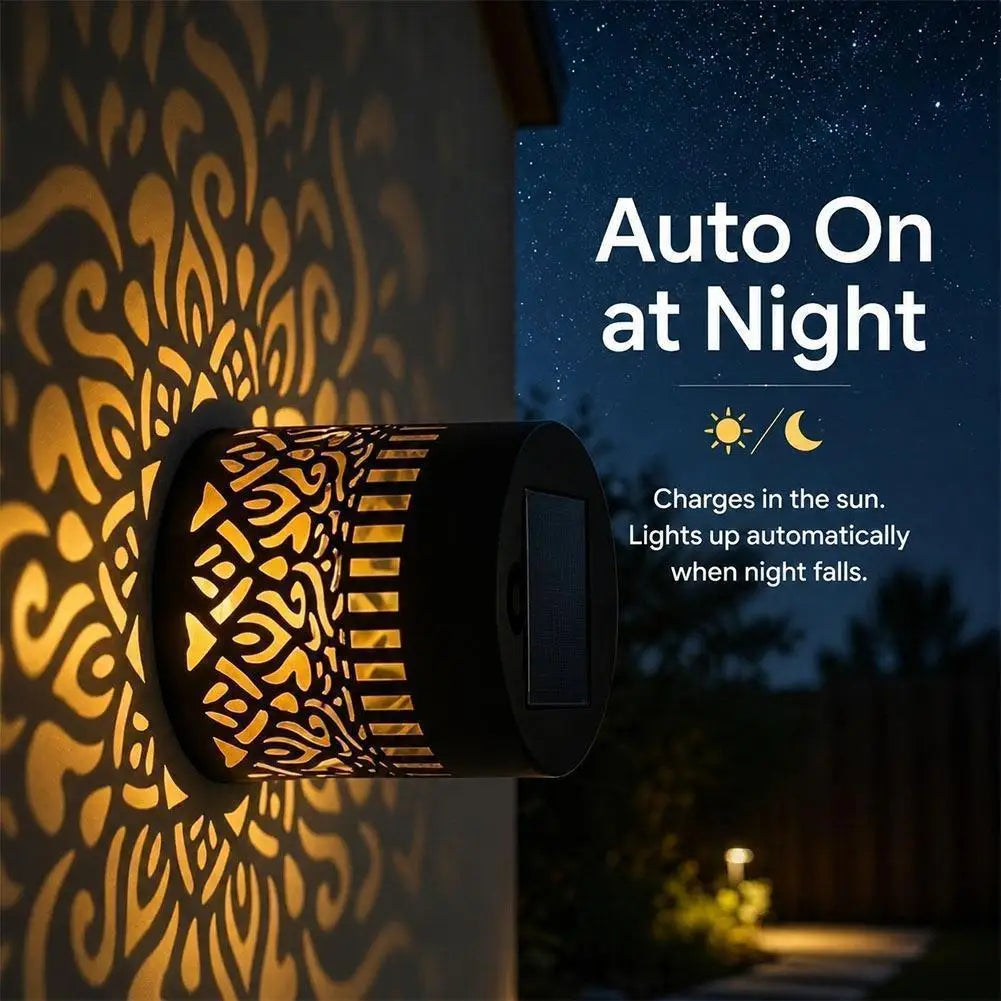 Waterproof Outdoor Deck Step Wall Light Hollow Solar-Powered Mandala Projector Light Exotic Garden Decoration Automatic Light Peaceful Pleasures Health and Wellness