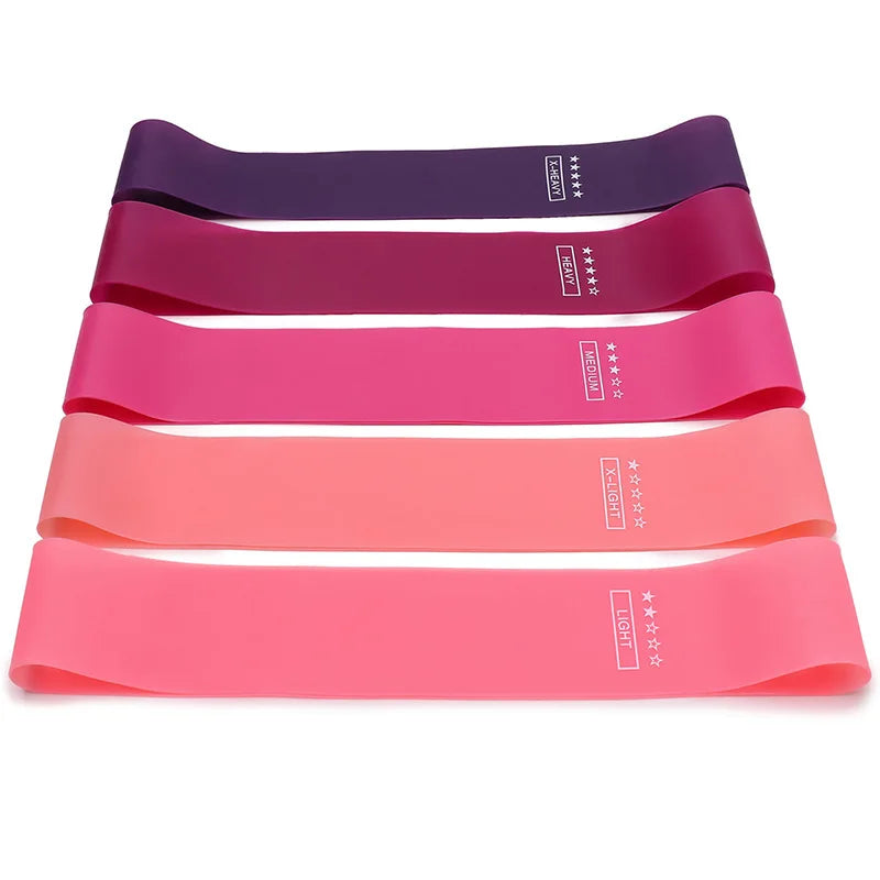 Different Resistance Bands Yoga Band Fitness Exercise Training Hip Tension Band Leg Squat Dance Elastic Loop Stretch Band Peaceful Pleasures Health and Wellness 5Pcs Pink