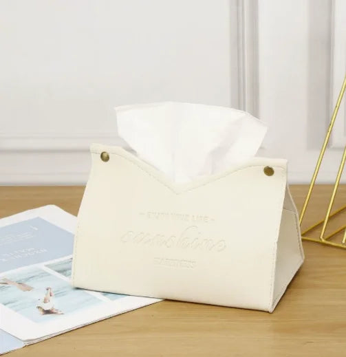 Solid Color Leather Tissue Box Multi-Purpose Napkin Storage for Living Room Dining Room Environmentally Friendly Creative Home D Peaceful Pleasures Health and Wellness White