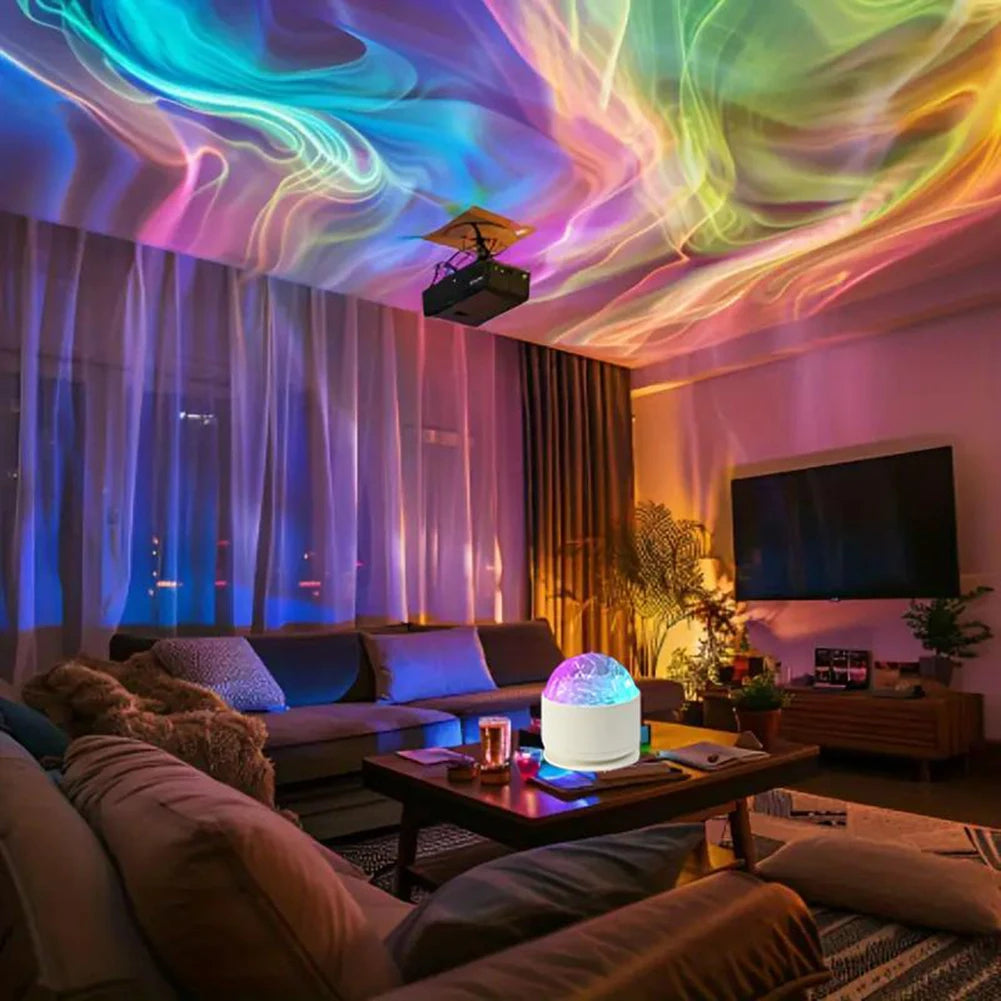 16-Color Aurora Water Ripple Projector Night Light | Remote LED Projector Night Light Peaceful Pleasures Health and Wellness
