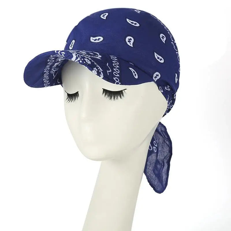 Women's Wide Brim Paisley Bandana Sun Hat | UV Brim Cap