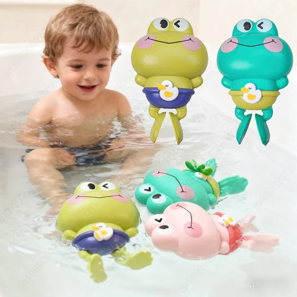 Wind-Up Frog Bath Toys – Floating Clockwork Swimming Frogs