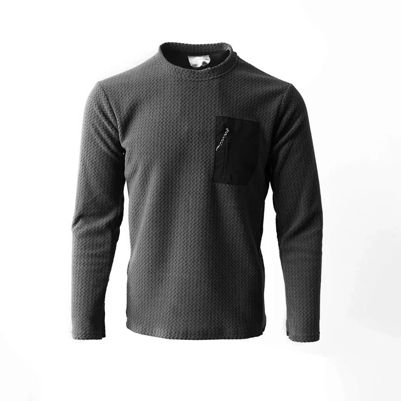 Men's Wave Texture Quick-Dry Long Sleeve Pullover Sweatshirt