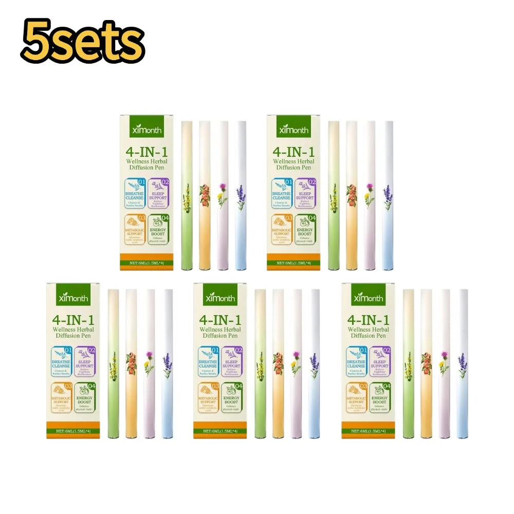 Herbal Energy Diffuser for Clear Breathing Support Peaceful Pleasures Health and Wellness 5pcs