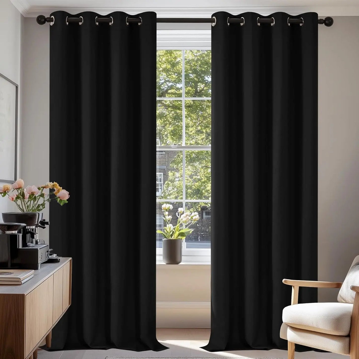 Eyelet Curtains Bedroom Thermal Insulated Drapes Energy Saving Blackout Curtains Panels for Living Room Bedroom Window Treatment Peaceful Pleasures Health and Wellness