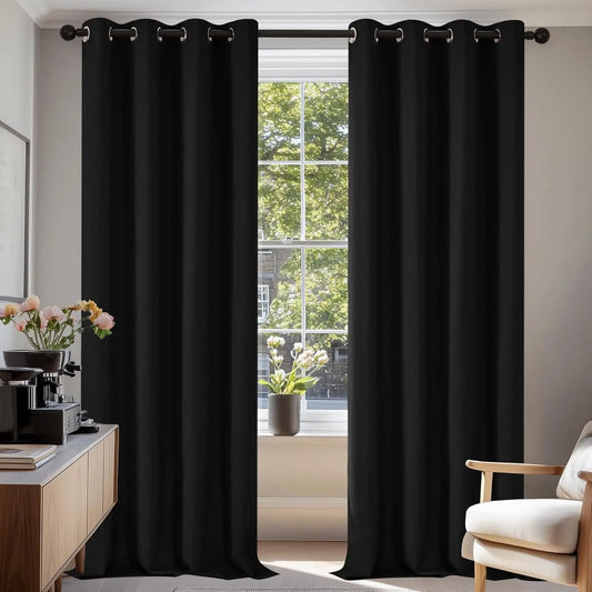 Eyelet Curtains Bedroom Thermal Insulated Drapes Energy Saving Blackout Curtains Panels for Living Room Bedroom Window Treatment Peaceful Pleasures Health and Wellness