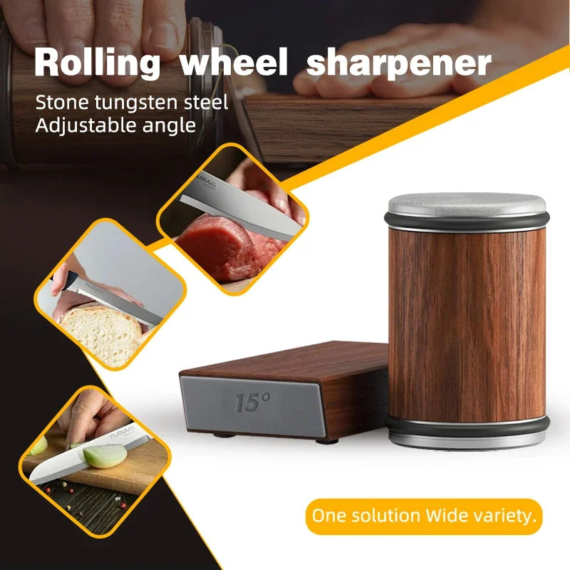 Rolling Knife Sharpener Magnetic Kitchen Professional Whetstone Sharpening System Wood Work DIY Grinder Tool 15° and 20°Angle Peaceful Pleasures Health and Wellness