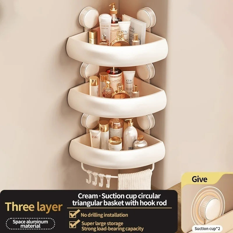 No-Drill Suction Cup Shower Shelf | Aluminum Bathroom Rack