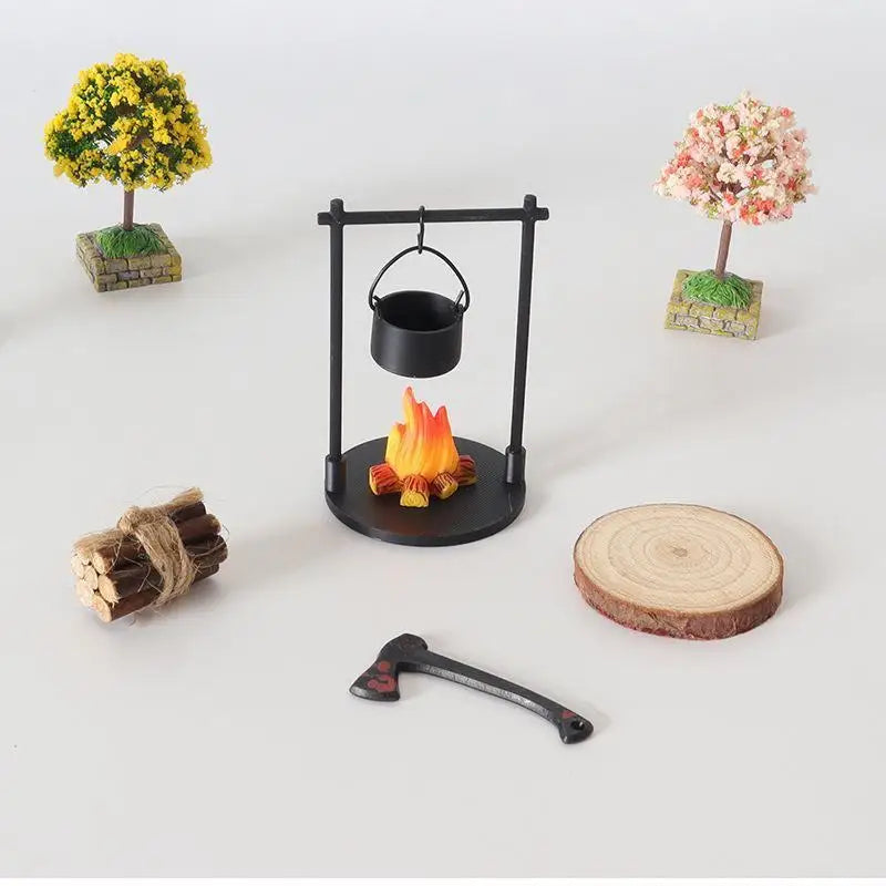 Mini Flame Hanging Stove Models DIY Miniature Outdoor Picnic Camping