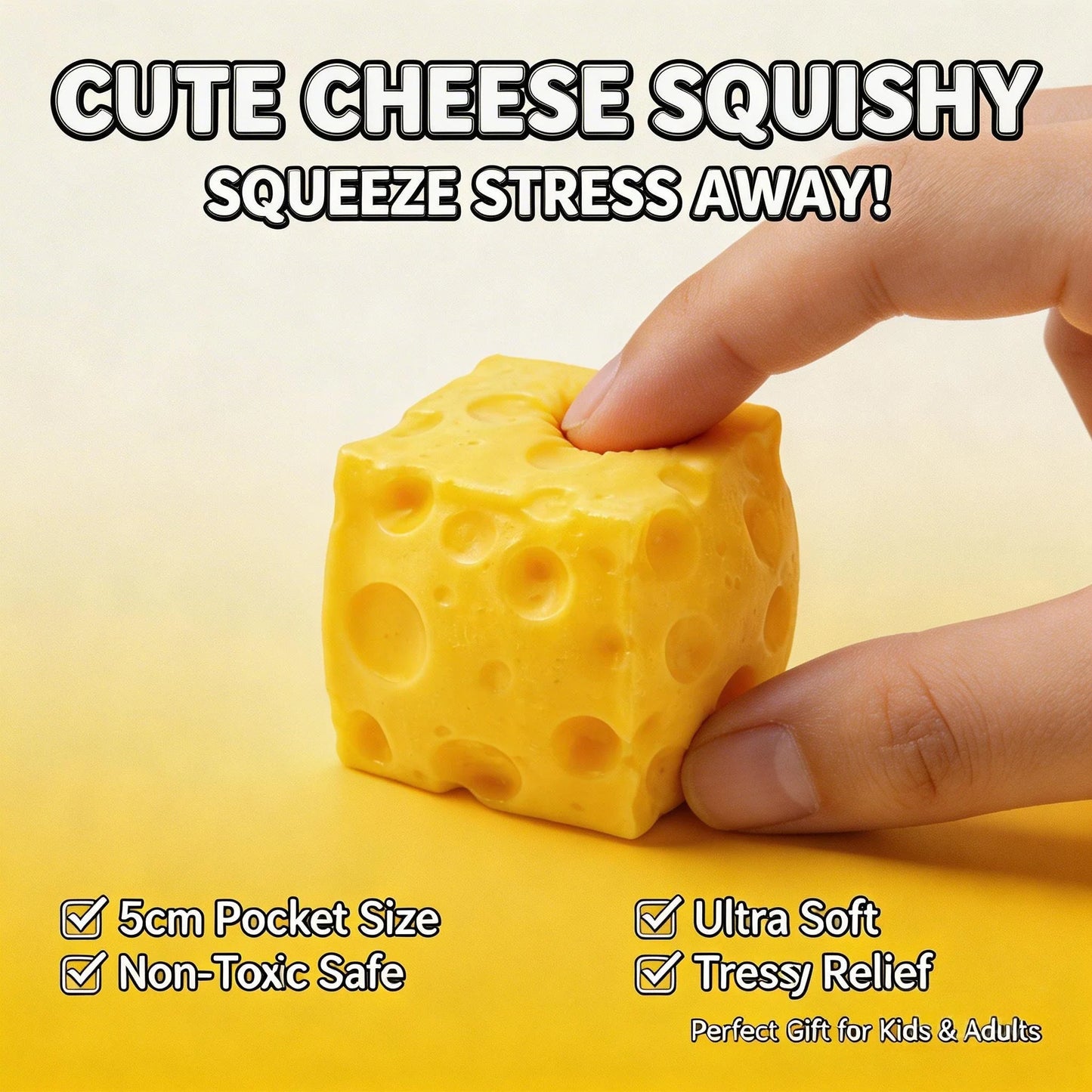 Yellow Cheese Squeeze Toy – Slow-Rising Squishy Gift