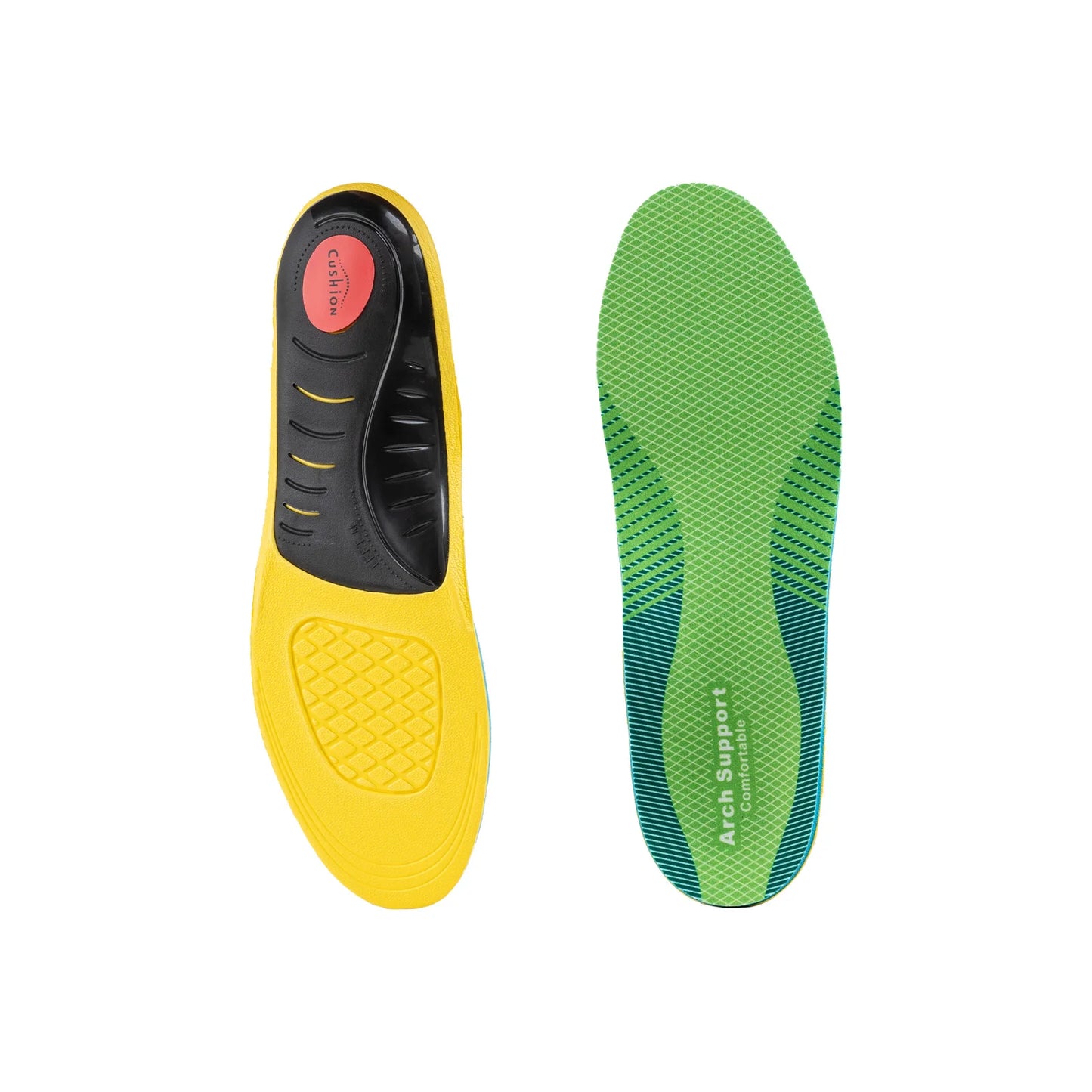 1Pair Anti-slip Corrective Sports Insoles Arch Support Ortchopedic Insoles Gel Shock Absorption Sole Pads for Men Women Peaceful Pleasures Health and Wellness green L