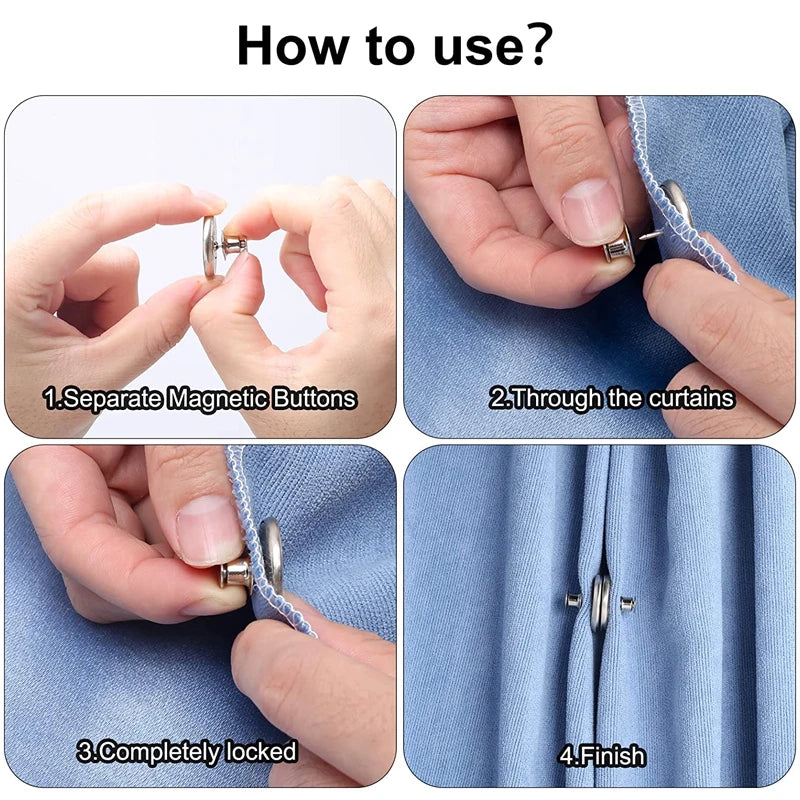 Metal Magnetic Curtain Closure Clips | Aluminum Alloy Buckle