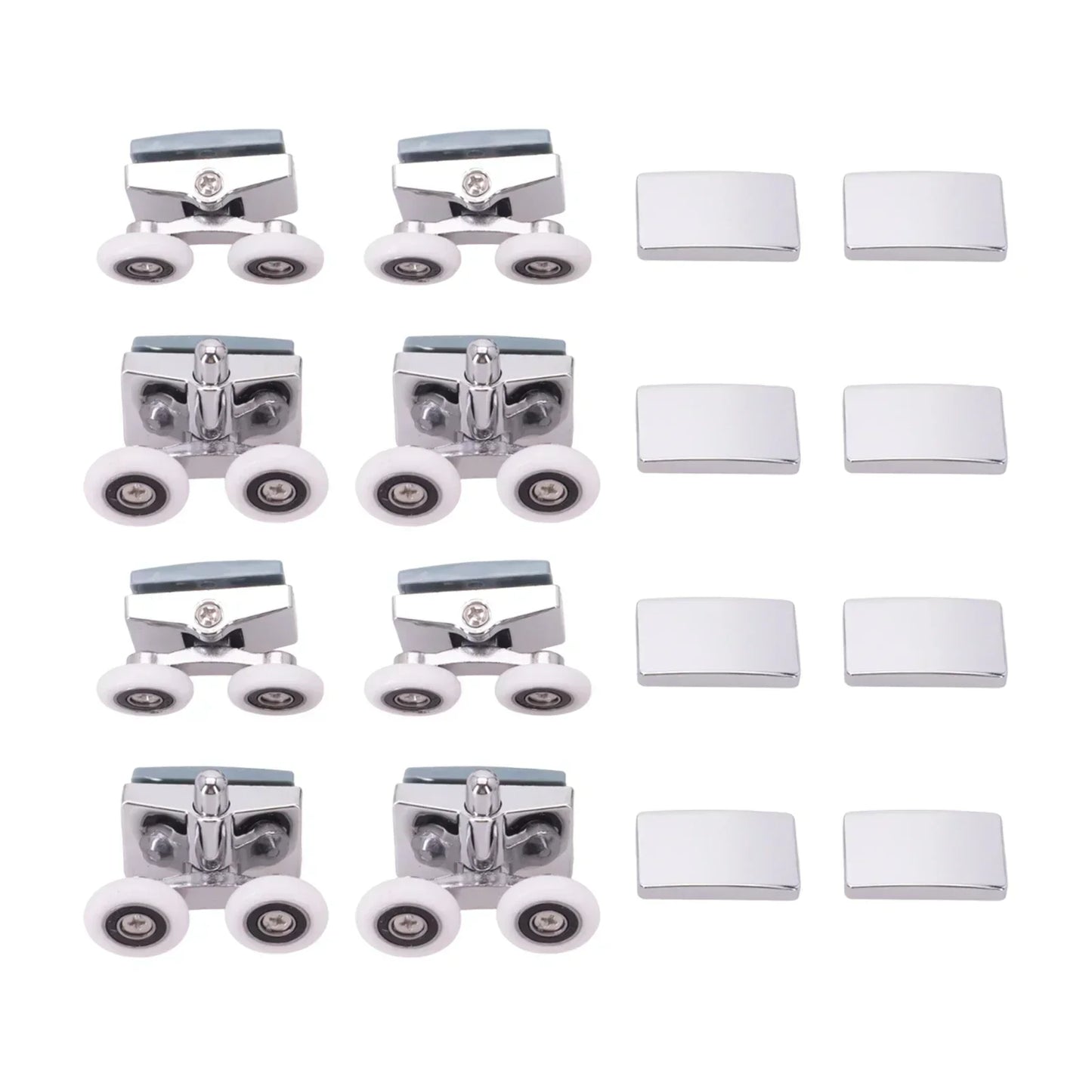 ABS Chrome Shower Door Sliding Pulleys – 8-Piece Roller Set