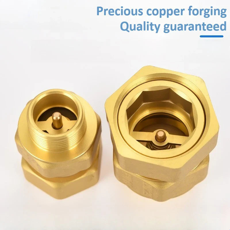 Brass Check Valve Union Fitting – One-Way Threaded Water Valve