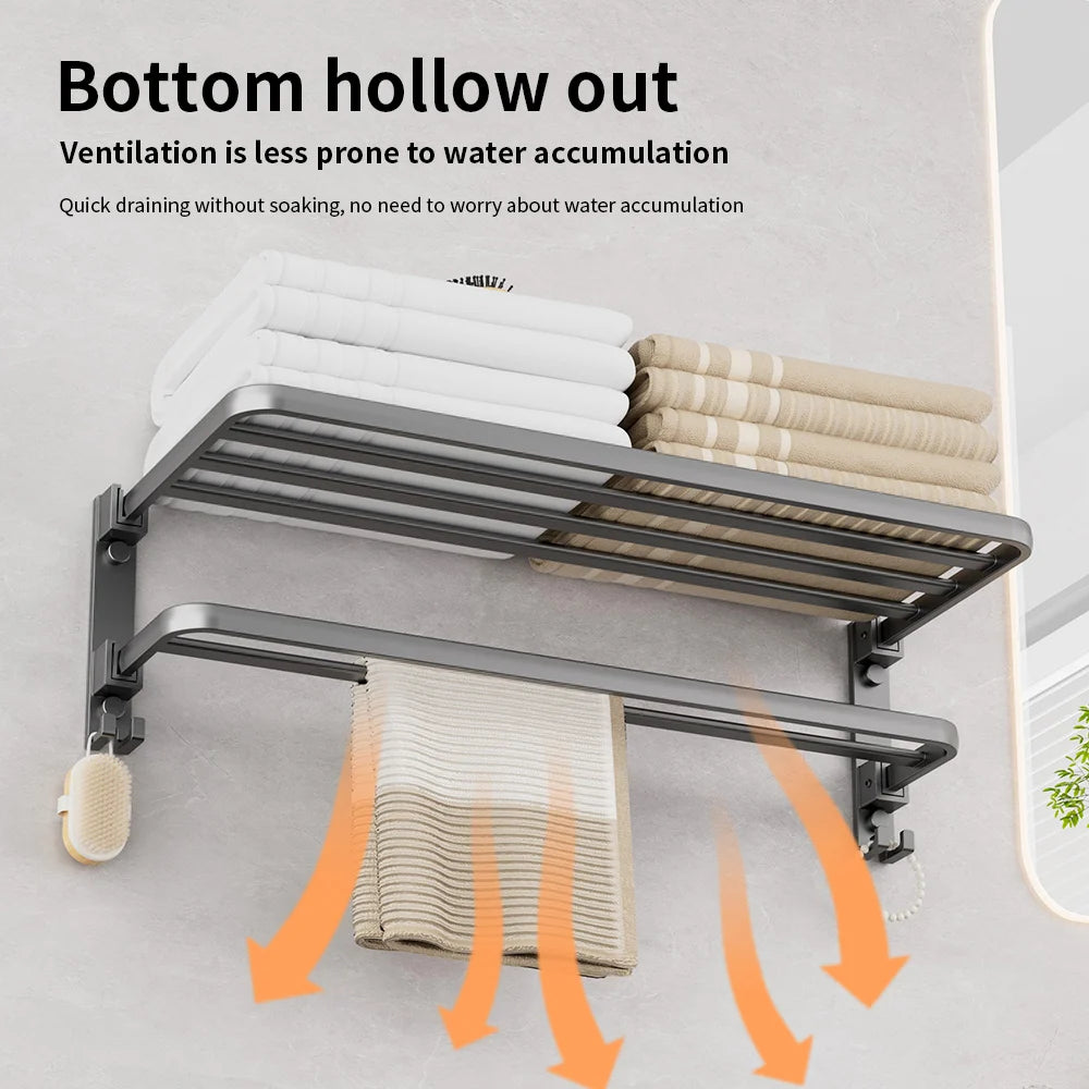 Wall Mounted Double Towel Rack – Thickened Space Aluminum