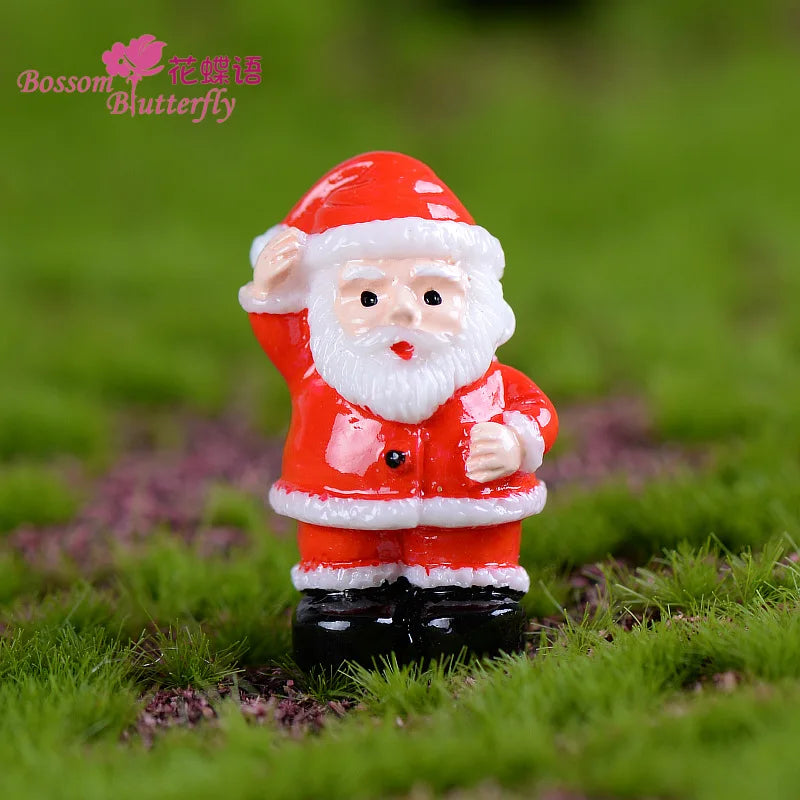 1pcs Fairy Garden Cartoon Ornaments Resin Craft Gift Christmas Santa Snowflake Snowman Miniature Figurine Accessories Home Decor Peaceful Pleasures Health and Wellness Red 1