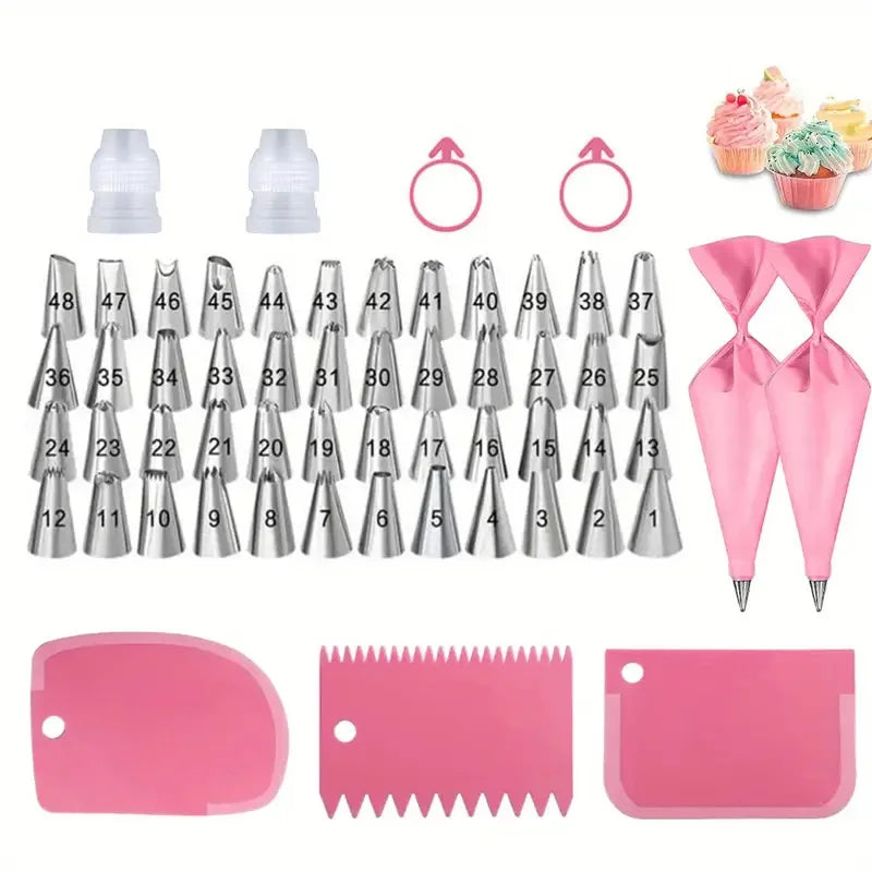 Cake Decorating Set – Silicone Piping Bags & Steel Nozzles