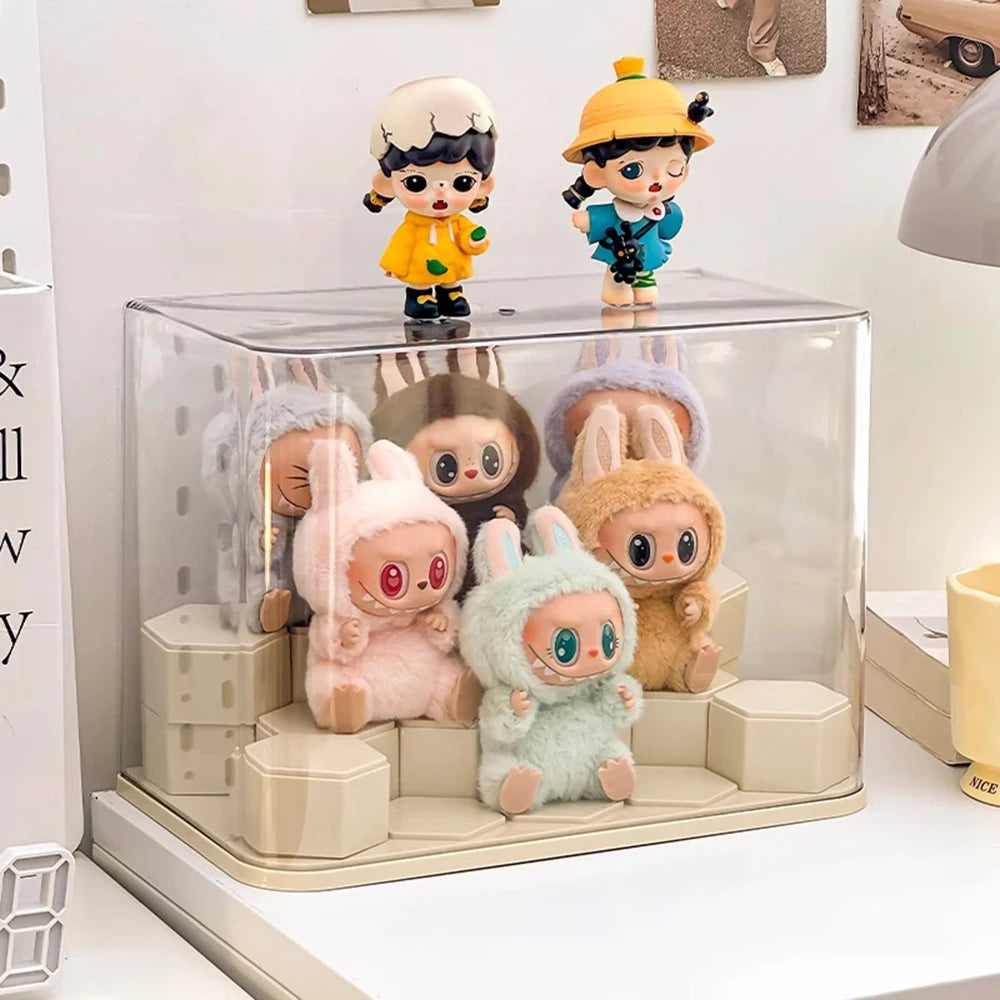 14 Grid Plastic Storage Box, Figurine Model Display Table, Transparent Dust Cover, Home Storage Cabinet Peaceful Pleasures Health and Wellness