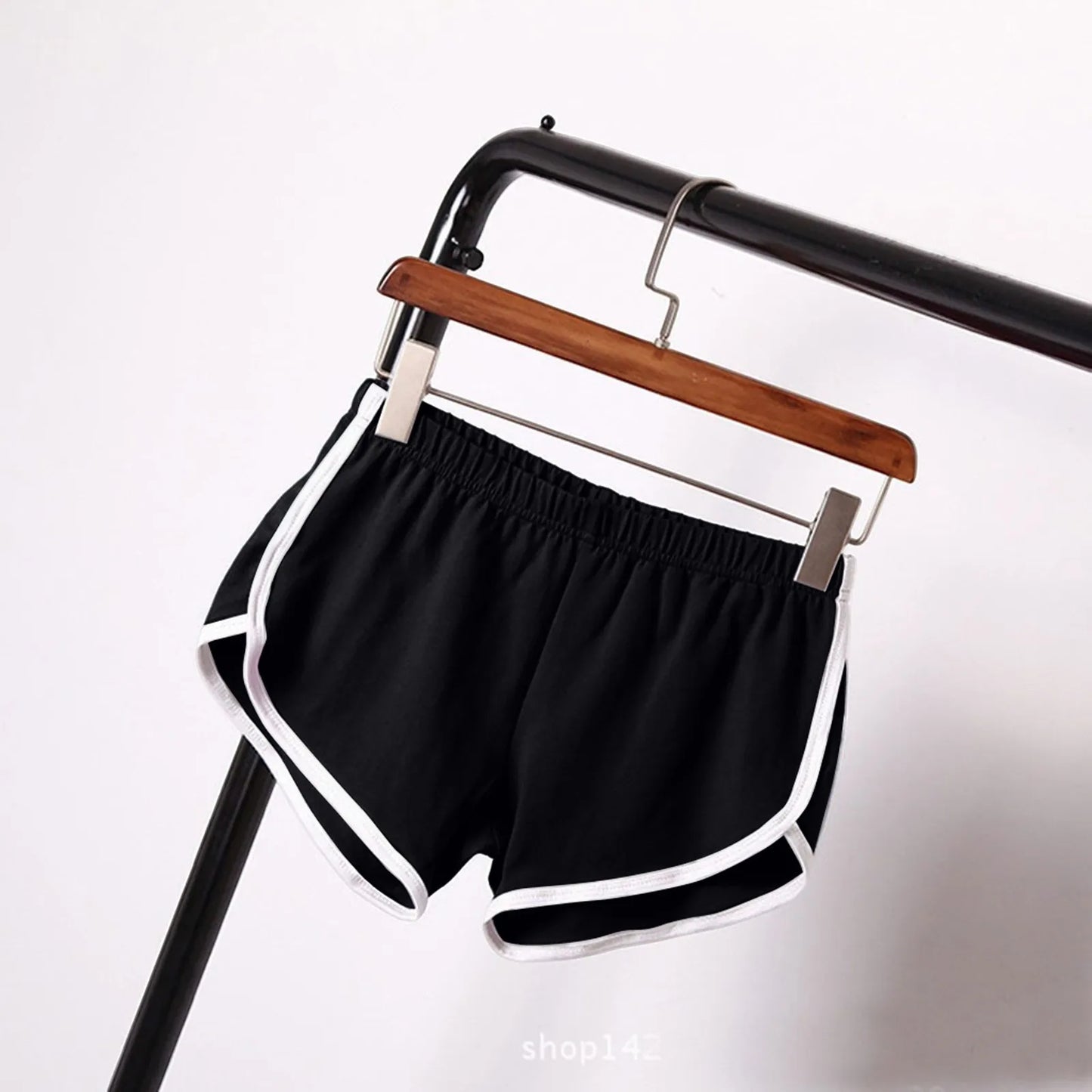 Sports Shorts Women Summer New Candy Color Anti Emptied Skinny Shorts Casual Lady Elastic Waist Beach Correndo Short Pants Peaceful Pleasures Health and Wellness Black XL