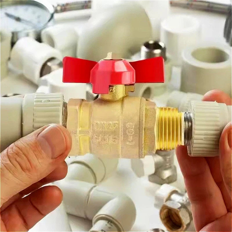 Brass Butterfly Handle Ball Valve 1/4"–3/4" Female Thread Shut-Off